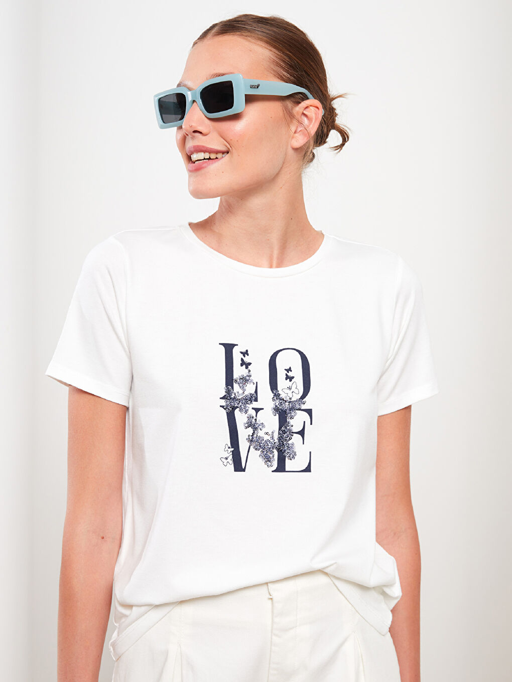 Crew Neck Printed Short Sleeve Women's T-Shirt-2