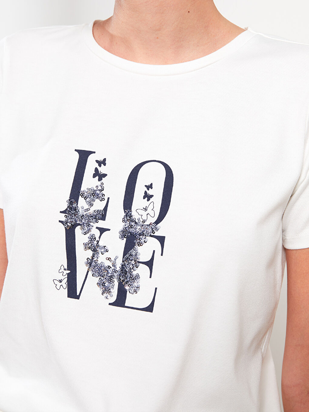 Crew Neck Printed Short Sleeve Women's T-Shirt-3