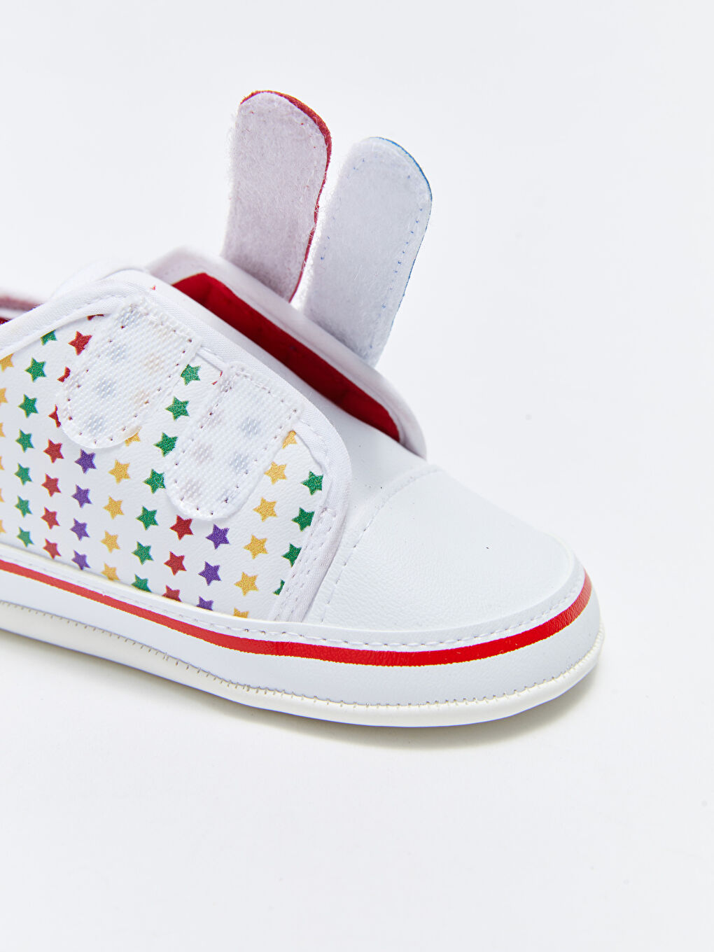 Beyaz Baskılı Cırt Cırtlı Kız Bebek Yürüme Öncesi Ayakkabı-6