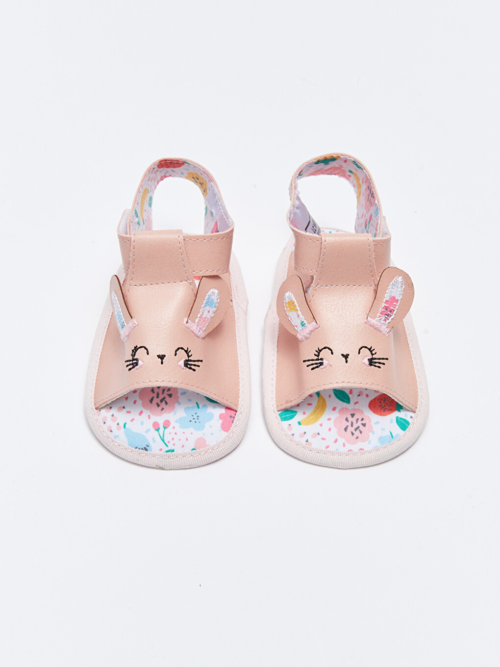 Leather Look Embroidered Hook and Loop Closure Baby Girl Pre-Toddler Sandals-2