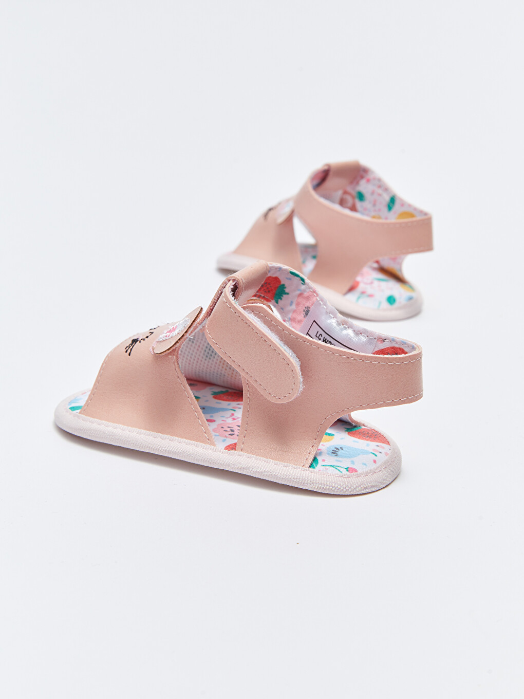 Leather Look Embroidered Hook and Loop Closure Baby Girl Pre-Toddler Sandals-5
