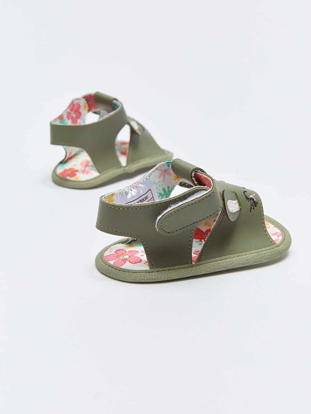 Сандалии для малышек девочек из искусственной кожи с вышивкой и застежкой-липучкой-5
