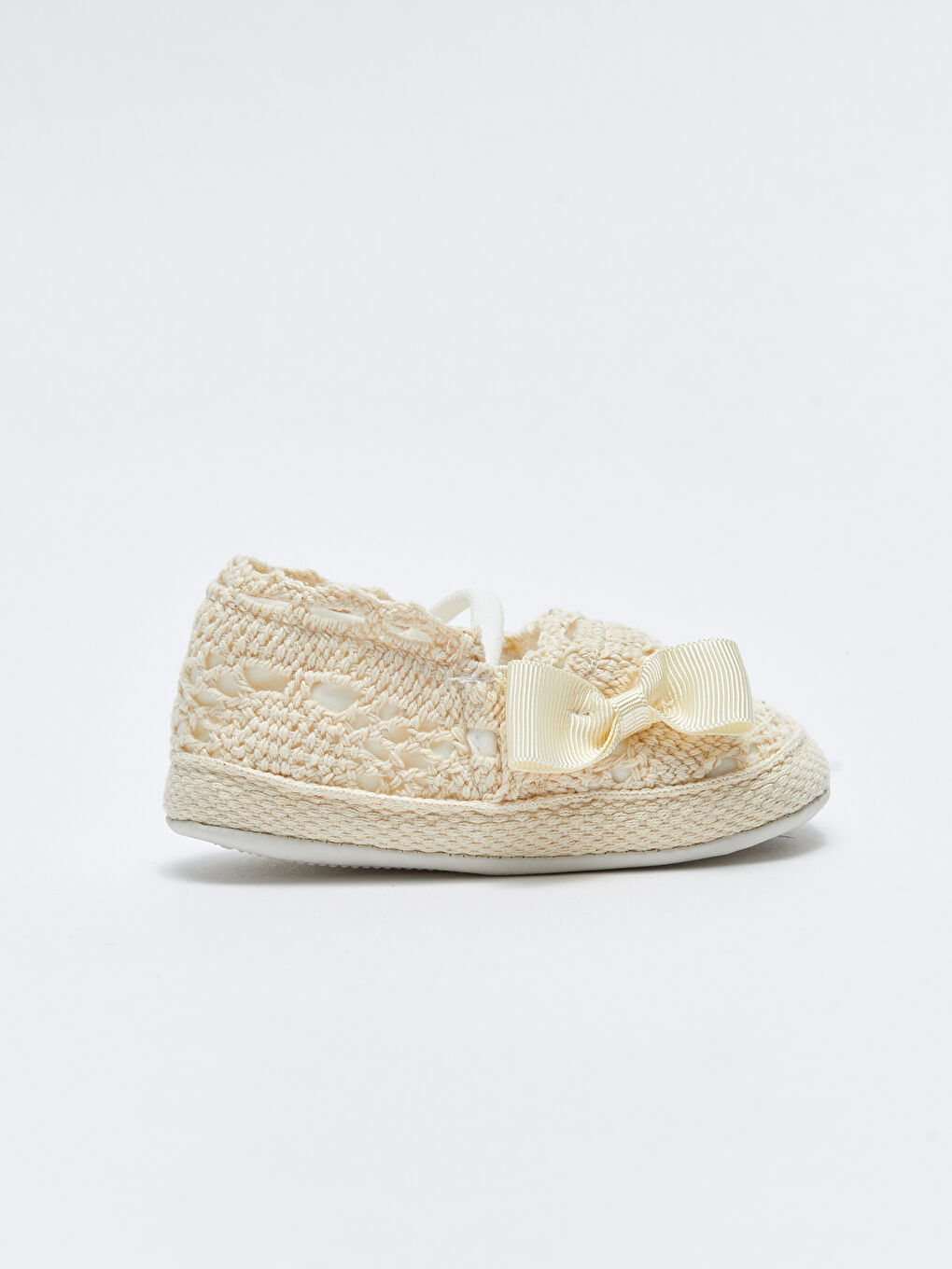 Ekru Nakışlı Fiyonk Detaylı Kız Bebek Yürüme Öncesi Ayakkabı-2