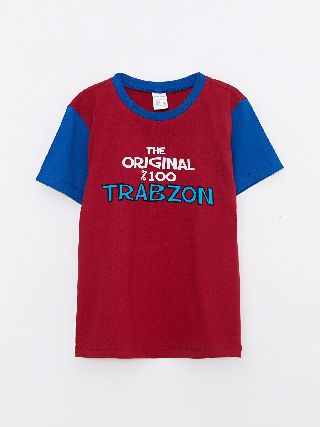 Kırmızı Bisiklet Yaka Kısa Kollu Trabzon Baskılı Erkek Bebek Tişört