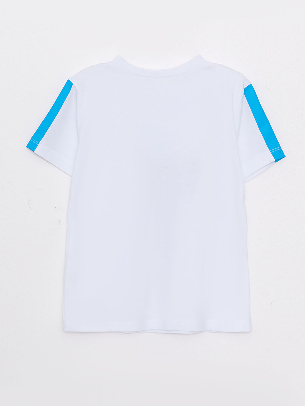 Beyaz Bisiklet Yaka Kısa Kol Baskılı Pamuklu Erkek Bebek Tişört-1