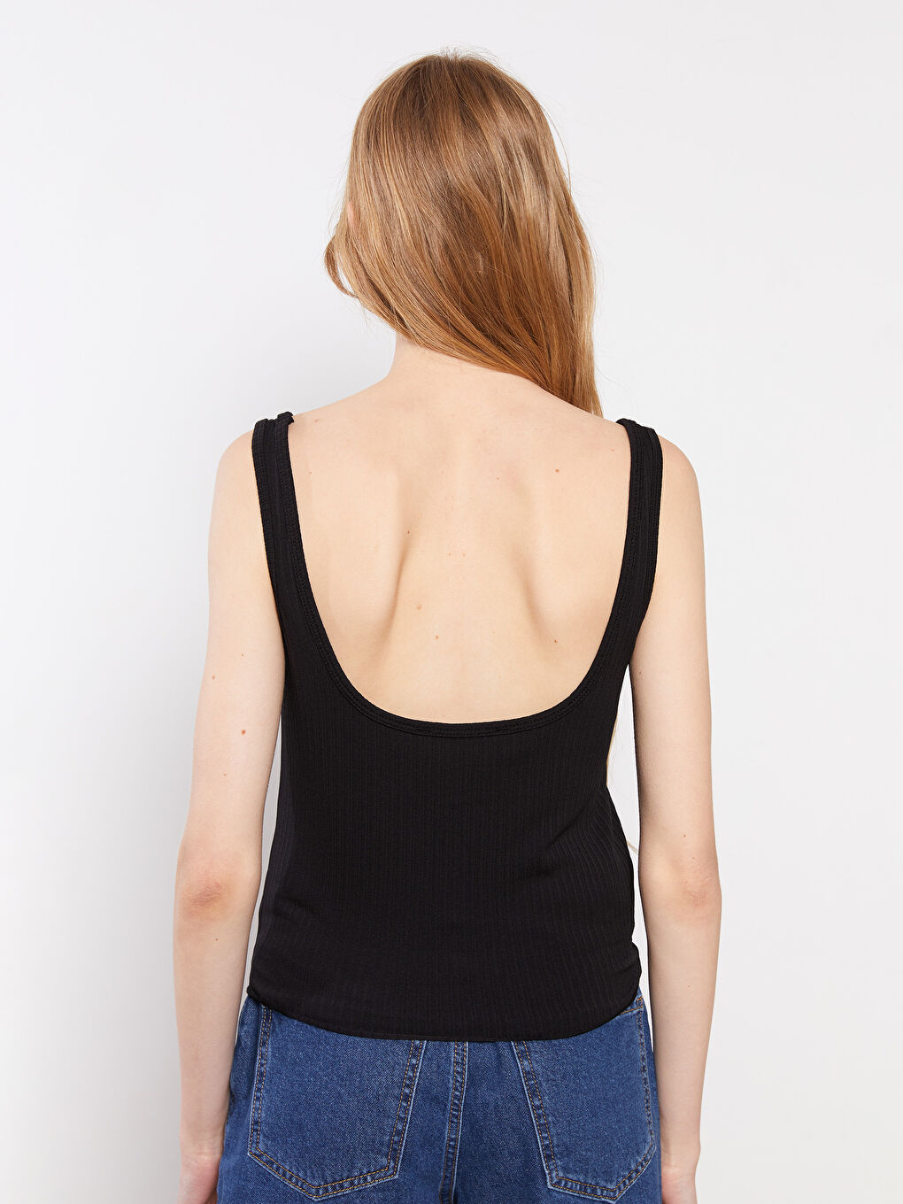 U Neck Plain Strappy Women's Tank Top-4