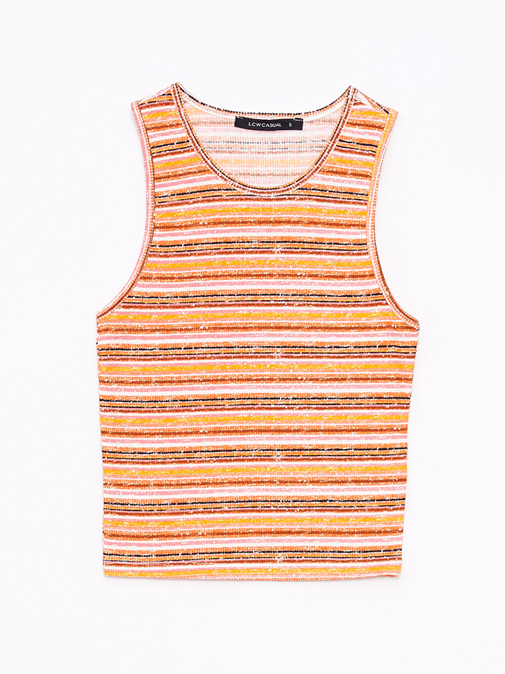 Turuncu Bisiklet Yaka Çizgili Kadın Atlet-6