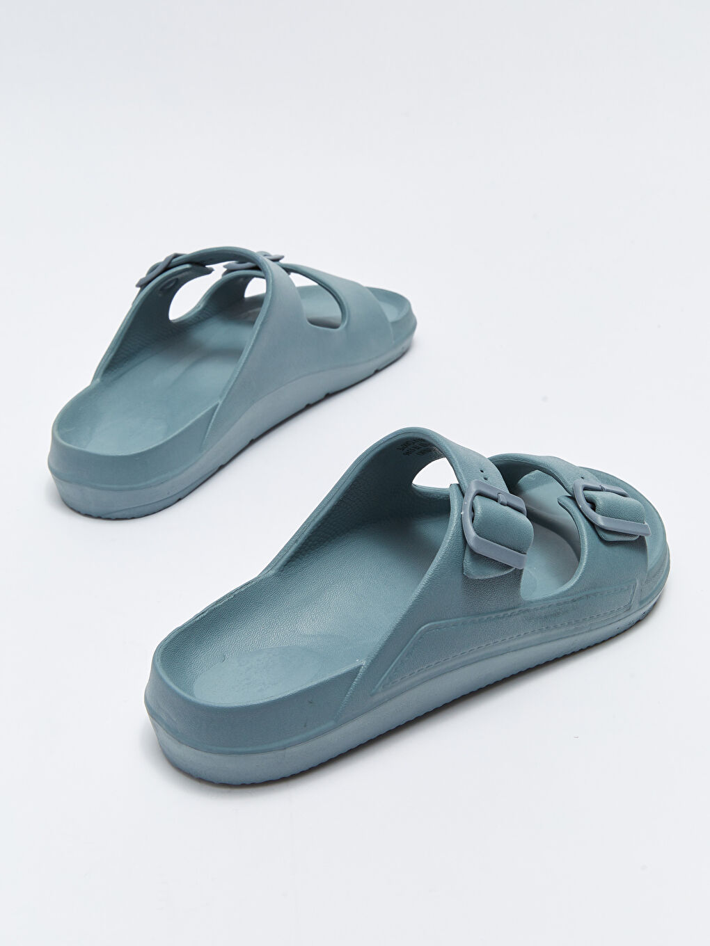 Antrasit Çift Bantlı Toka Detaylı Erkek Terlik-4