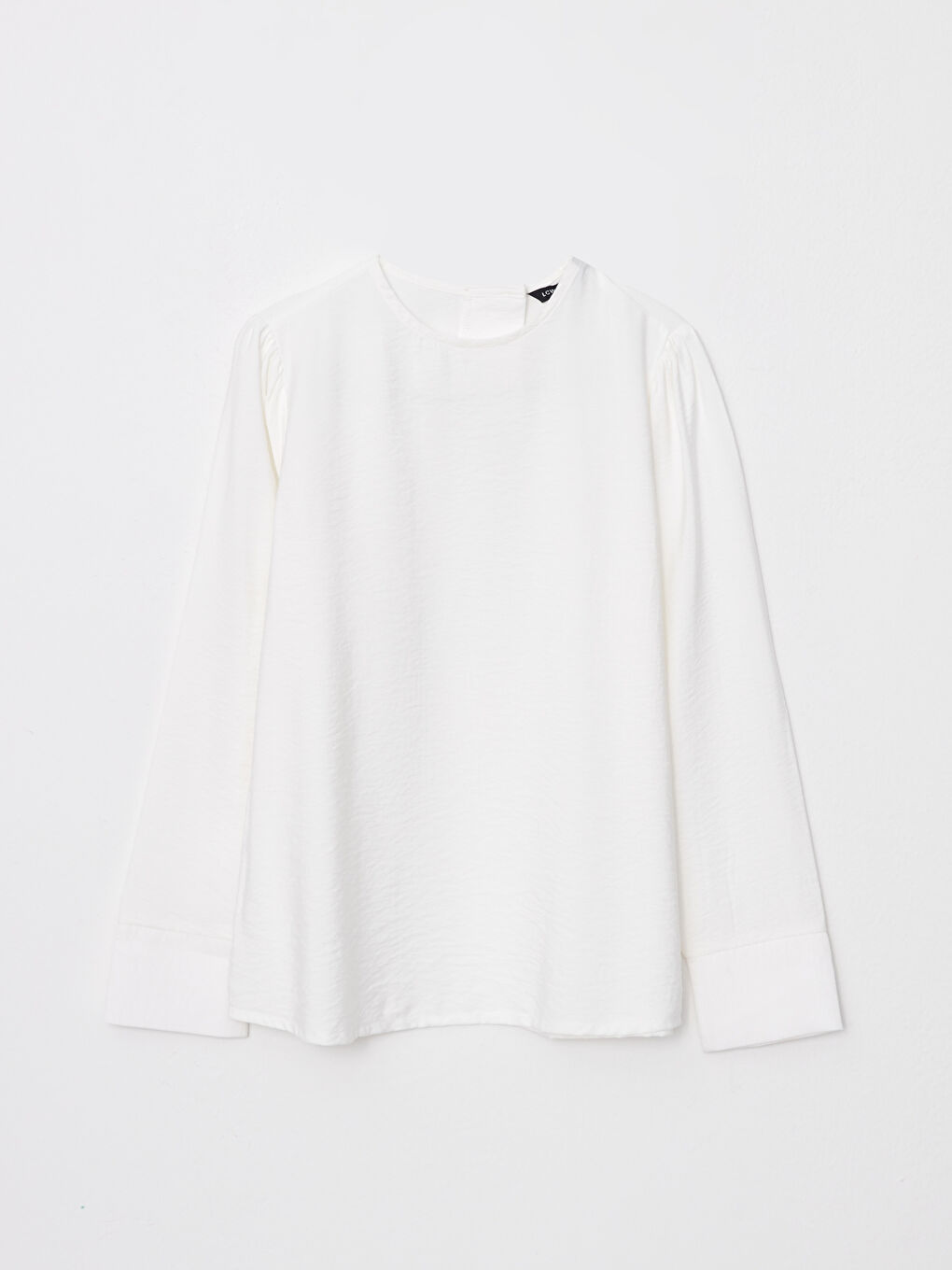 Crew Neck Plain Long Sleeve Women's Blouse-4