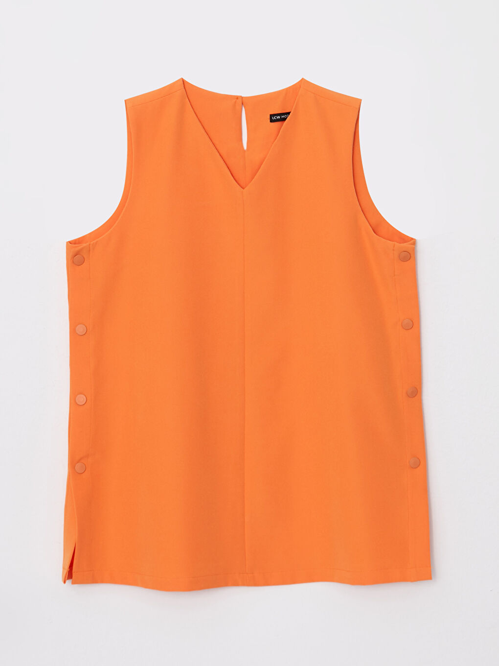 Женская туника с V-образным вырезом, однотонная-5