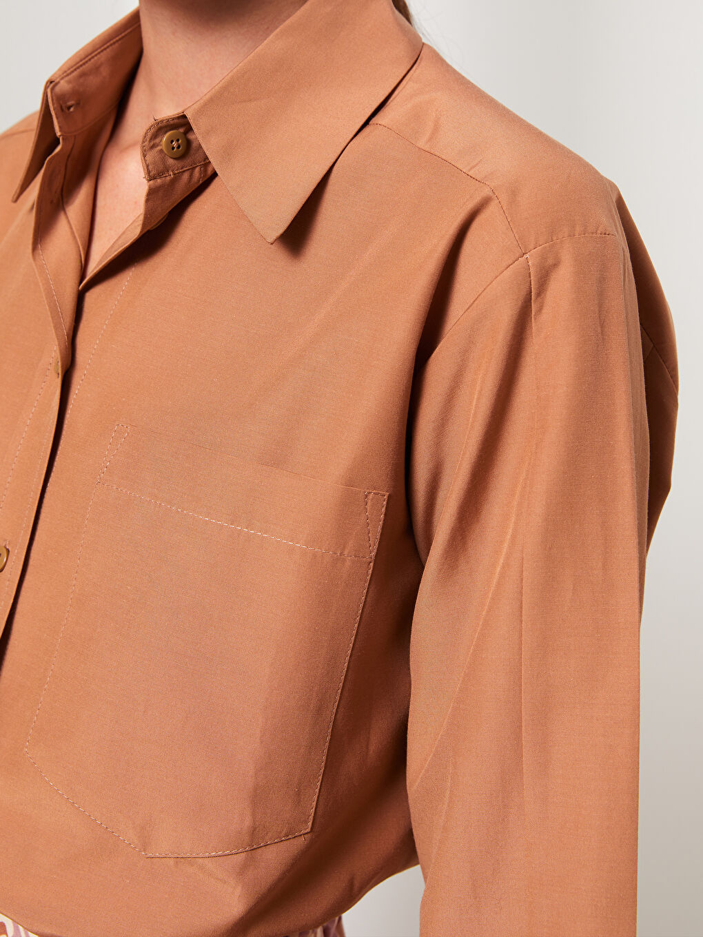 Plain Long Sleeve Oversize Poplin Women's Shirt Tunic-3