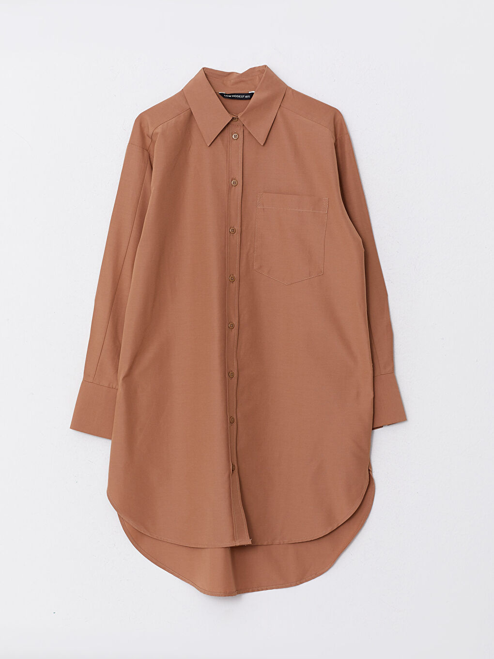 Plain Long Sleeve Oversize Poplin Women's Shirt Tunic-5