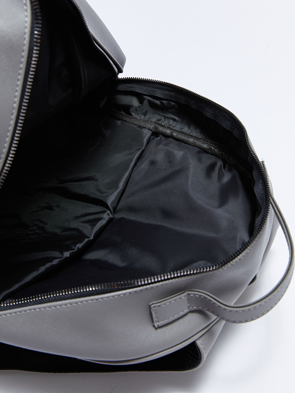 Gri Deri Görünümlü Erkek Sırt Çantası-5