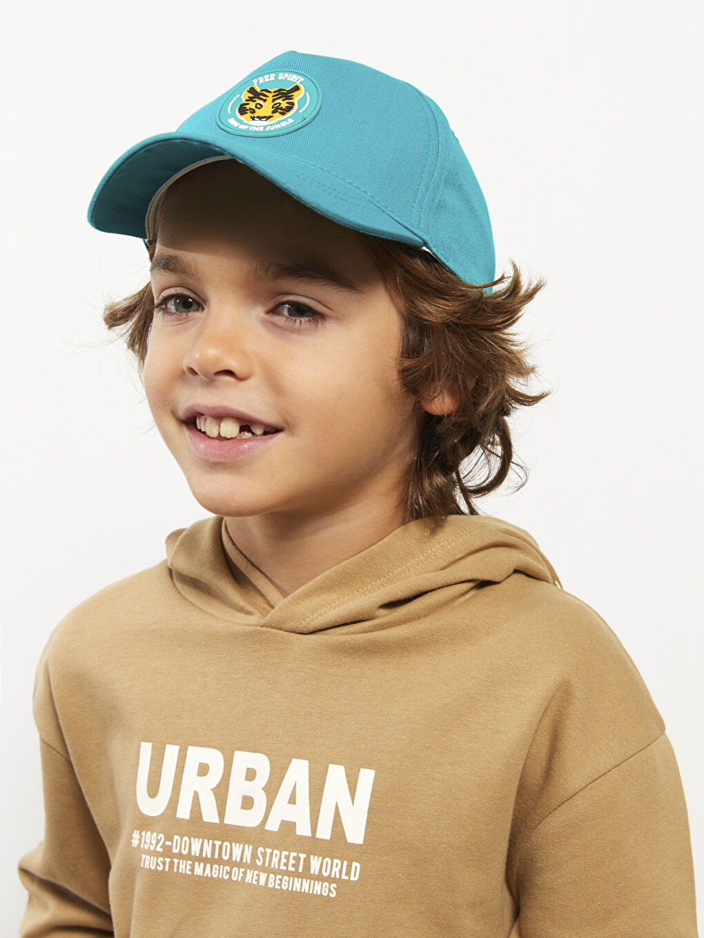 Yeşil Etiket Baskılı Erkek Çocuk Kep Şapka