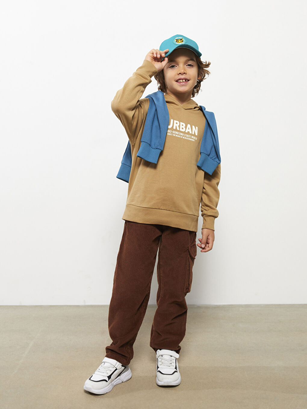 Yeşil Etiket Baskılı Erkek Çocuk Kep Şapka-1