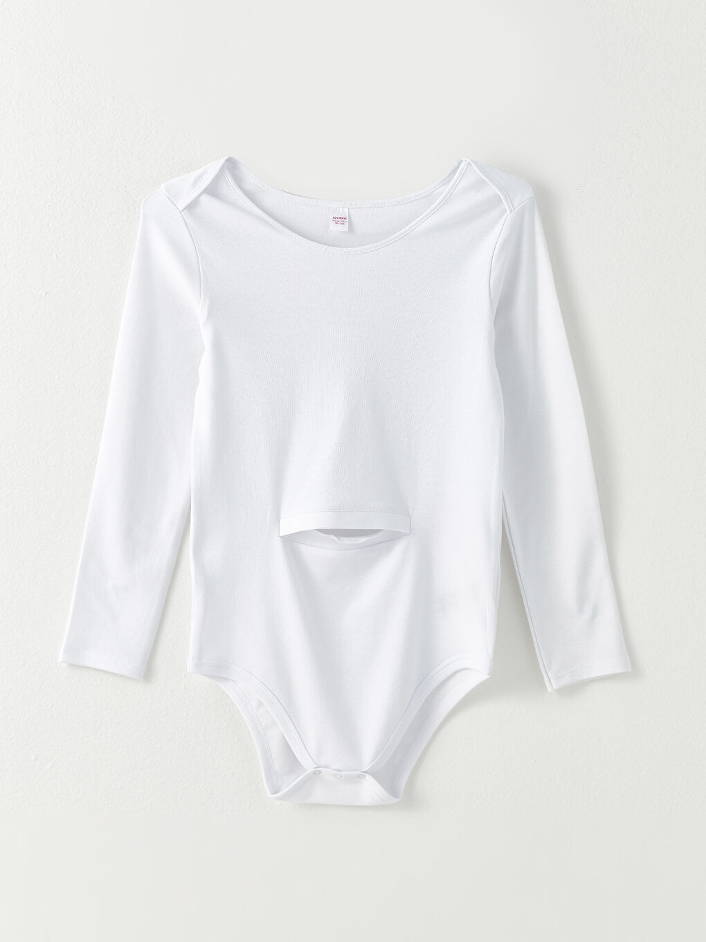 Beyaz Bisiklet Yaka Basic Uzun Kollu Pamuklu Kız Çocuk Çıtçıtlı Body