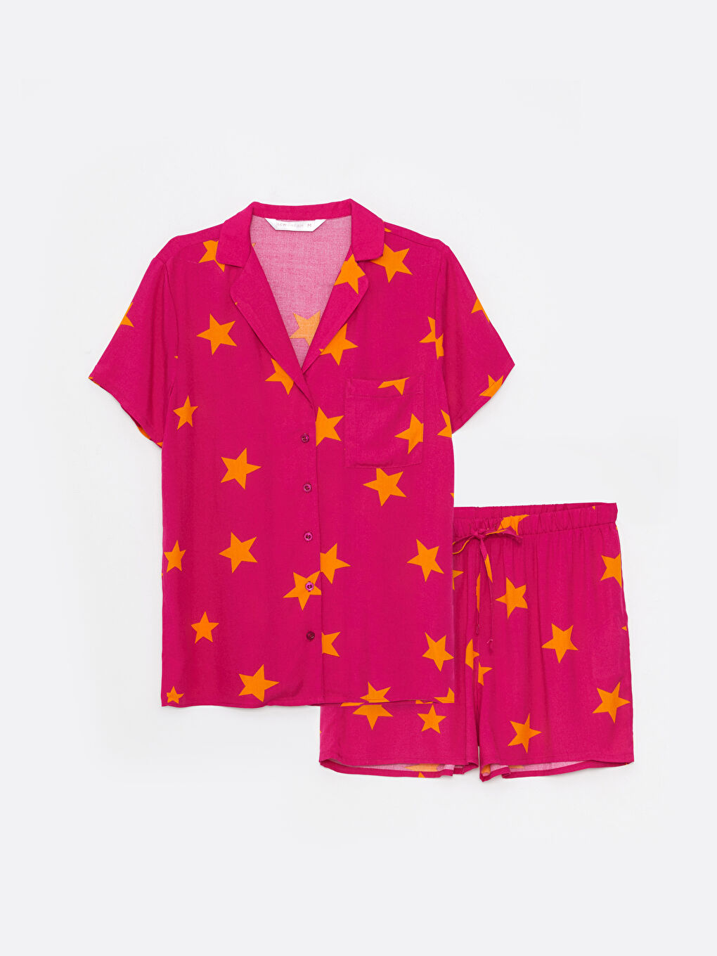 Shirt Neck Patterned Short Sleeve Viscose Women's Pajama Set -S2LV70Z8-GZN