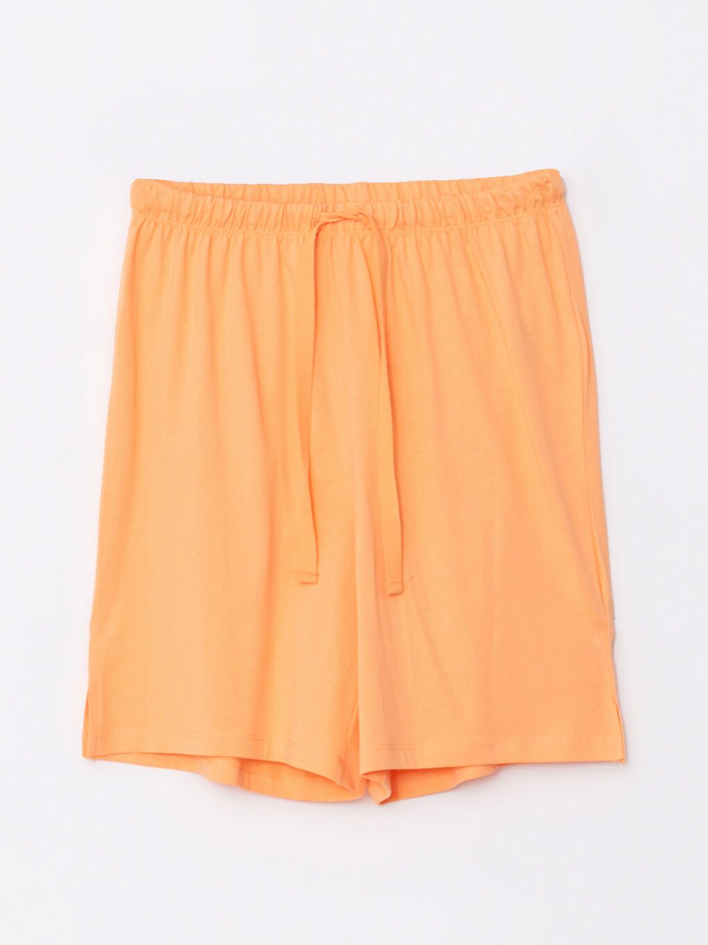 Turuncu Beli Lastikli Düz Pamuklu Kadın Pijama Alt-5