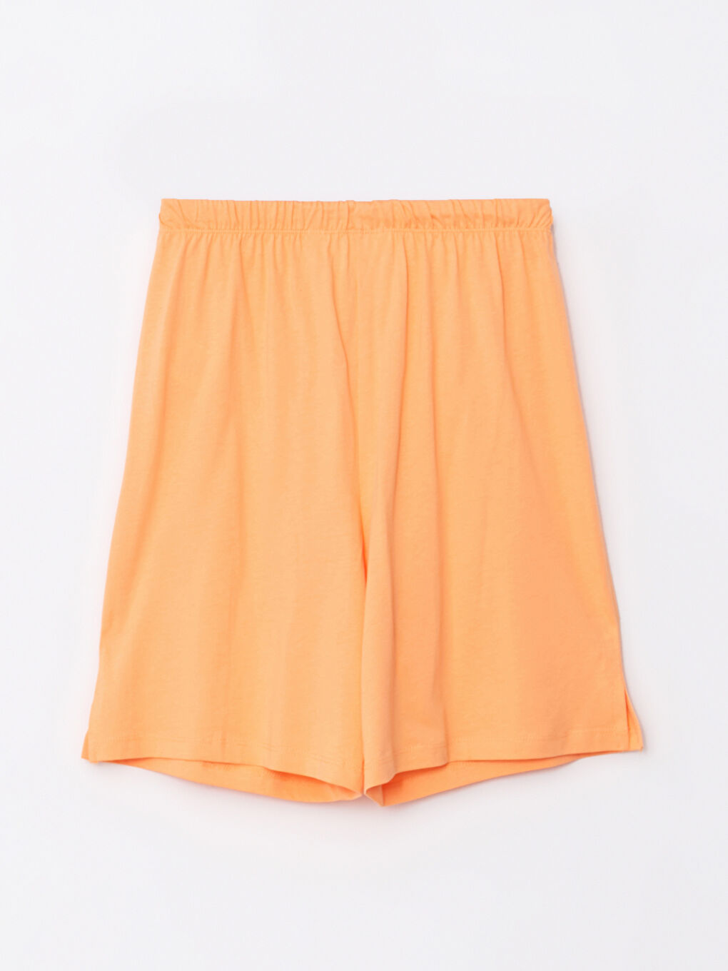 Turuncu Beli Lastikli Düz Pamuklu Kadın Pijama Alt-6