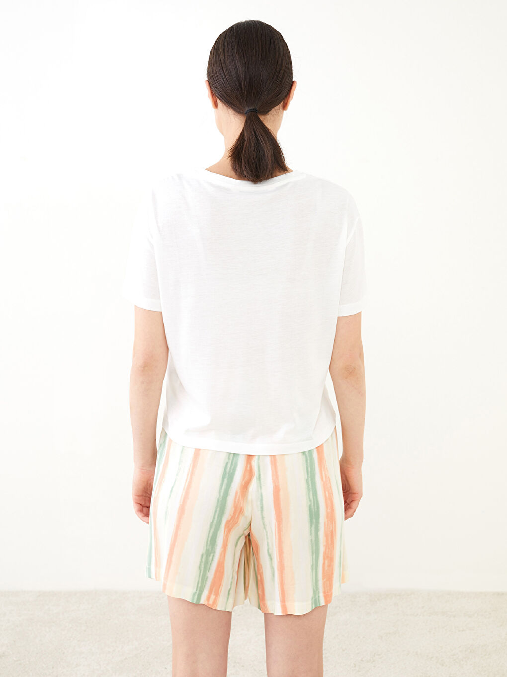 Crew Neck Printed Short Sleeve Viscose Women's Pajamas Set -S2LV83Z8-LRA