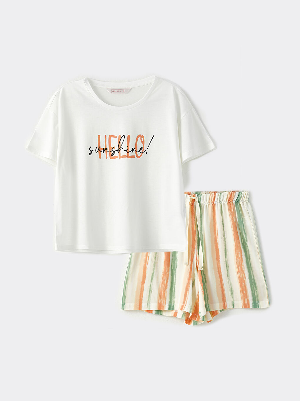 Crew Neck Printed Short Sleeve Viscose Women's Pajamas Set -S2LV83Z8-LRA
