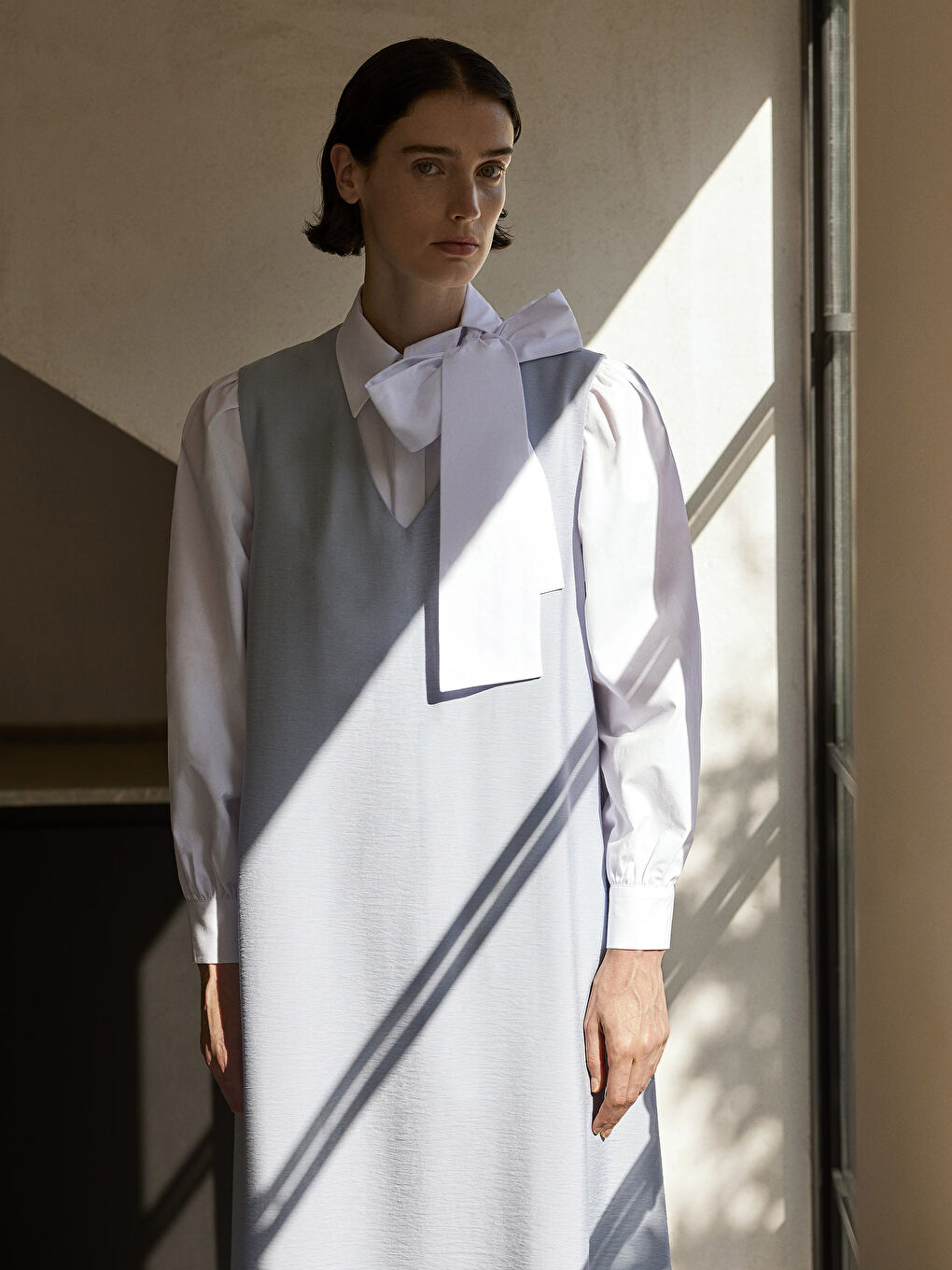 Beyaz Poplin Kadın Gömlek-1