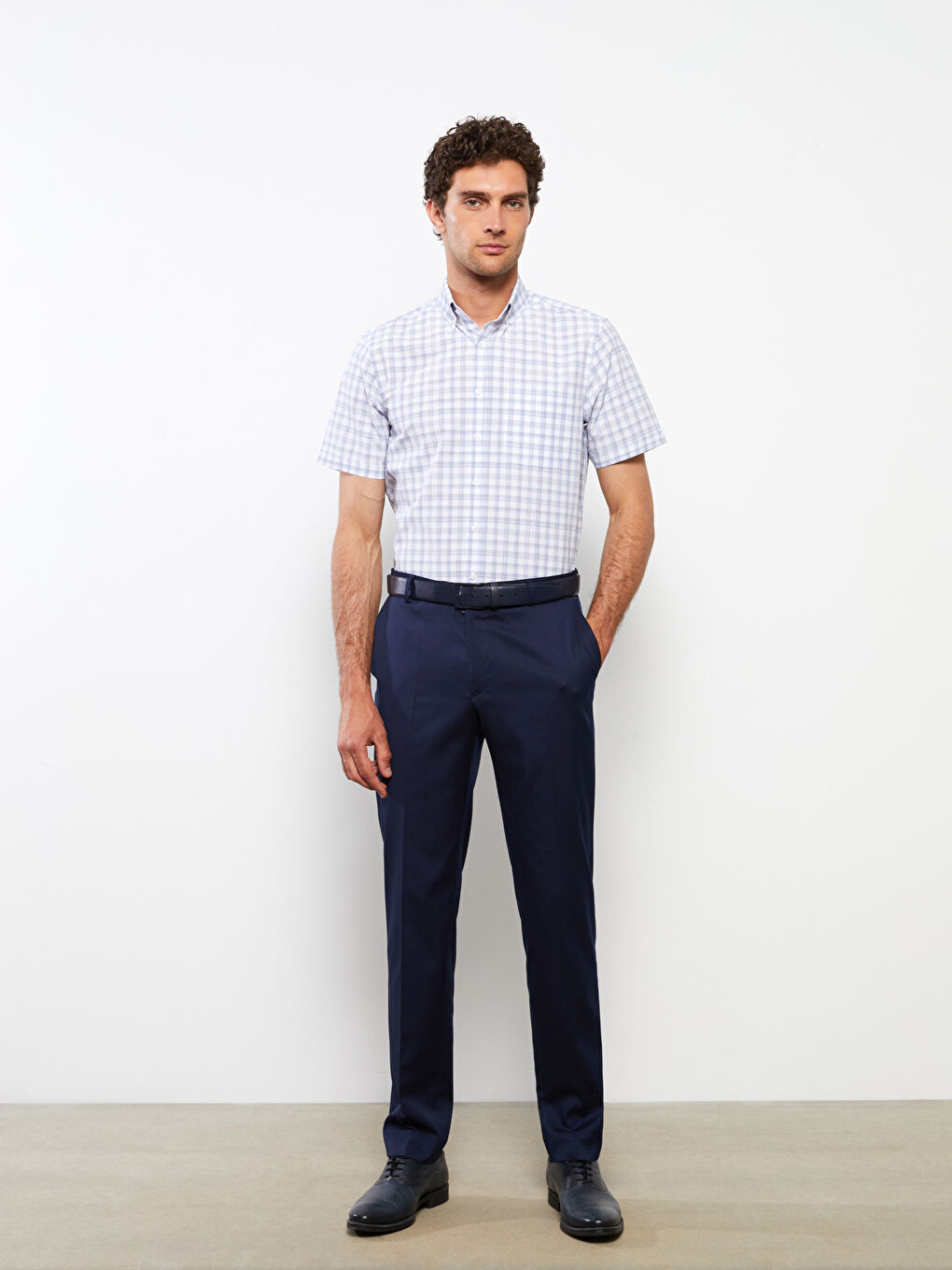 LCWAIKIKI Formal Regular Fit Kısa Kollu Ekose Poplin Erkek Gömlek -S2LY28Z8-LN6