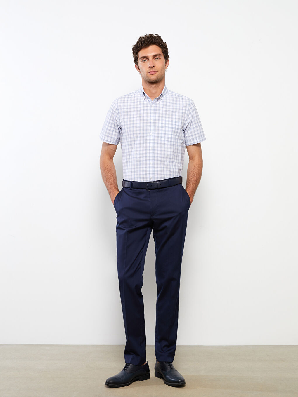 LCWAIKIKI Formal Regular Fit Kısa Kollu Ekose Poplin Erkek Gömlek -S2LY28Z8-LN6