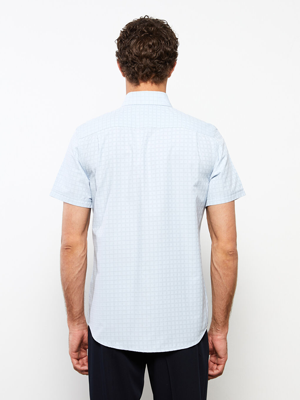 Mavi Regular Fit Kısa Kollu Ekose Armürlü Erkek Gömlek-4