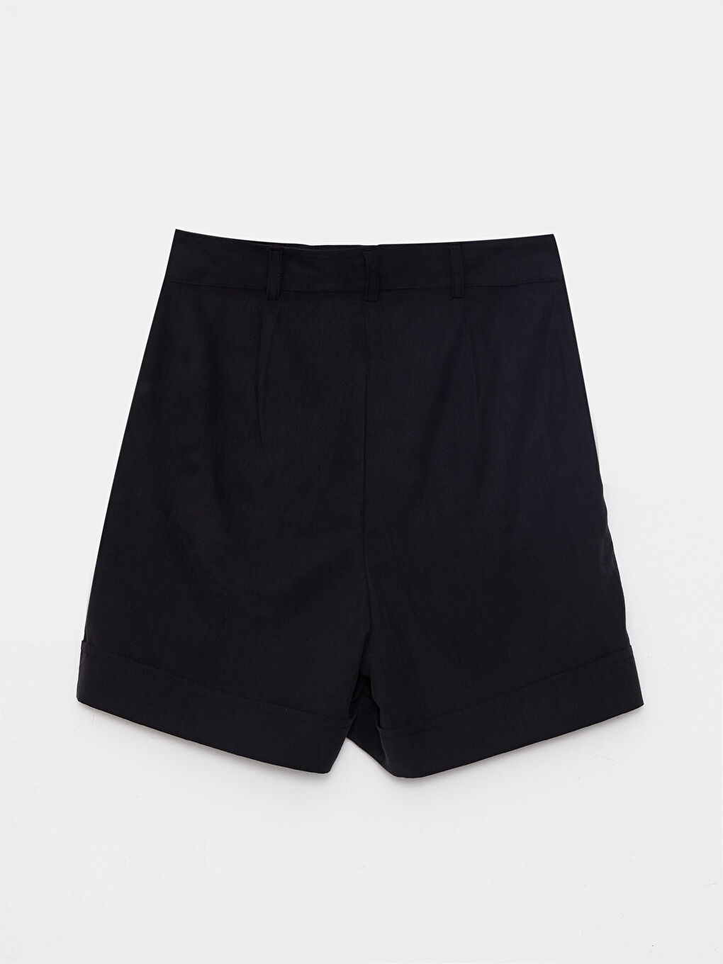 Siyah Kadın Yüksek Bel Standart Fit Düz Şort-6