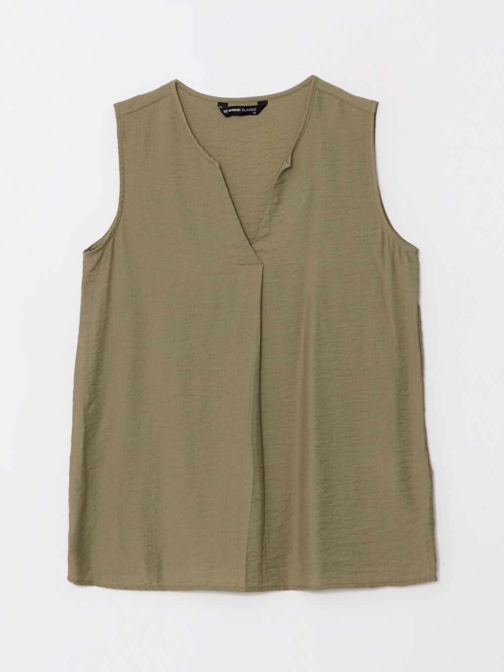 بلوزة بدون أكمام بياقة بشق للسيدات-4