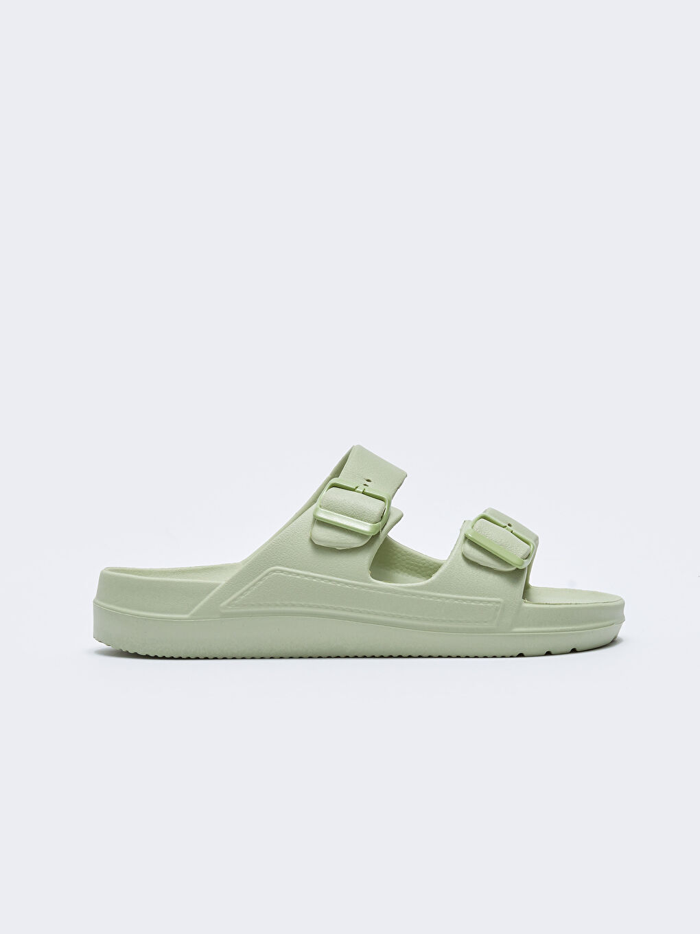 Yeşil Çift Bantlı Toka Detaylı Erkek Terlik-1