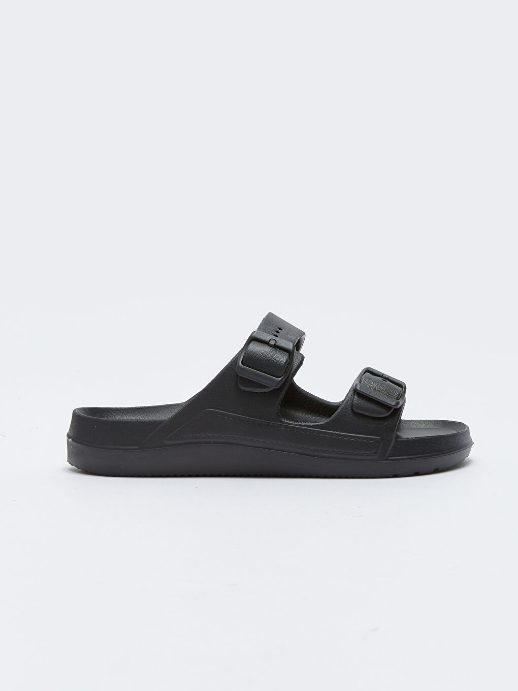 Siyah Çift Bantlı Toka Detaylı Erkek Terlik-1