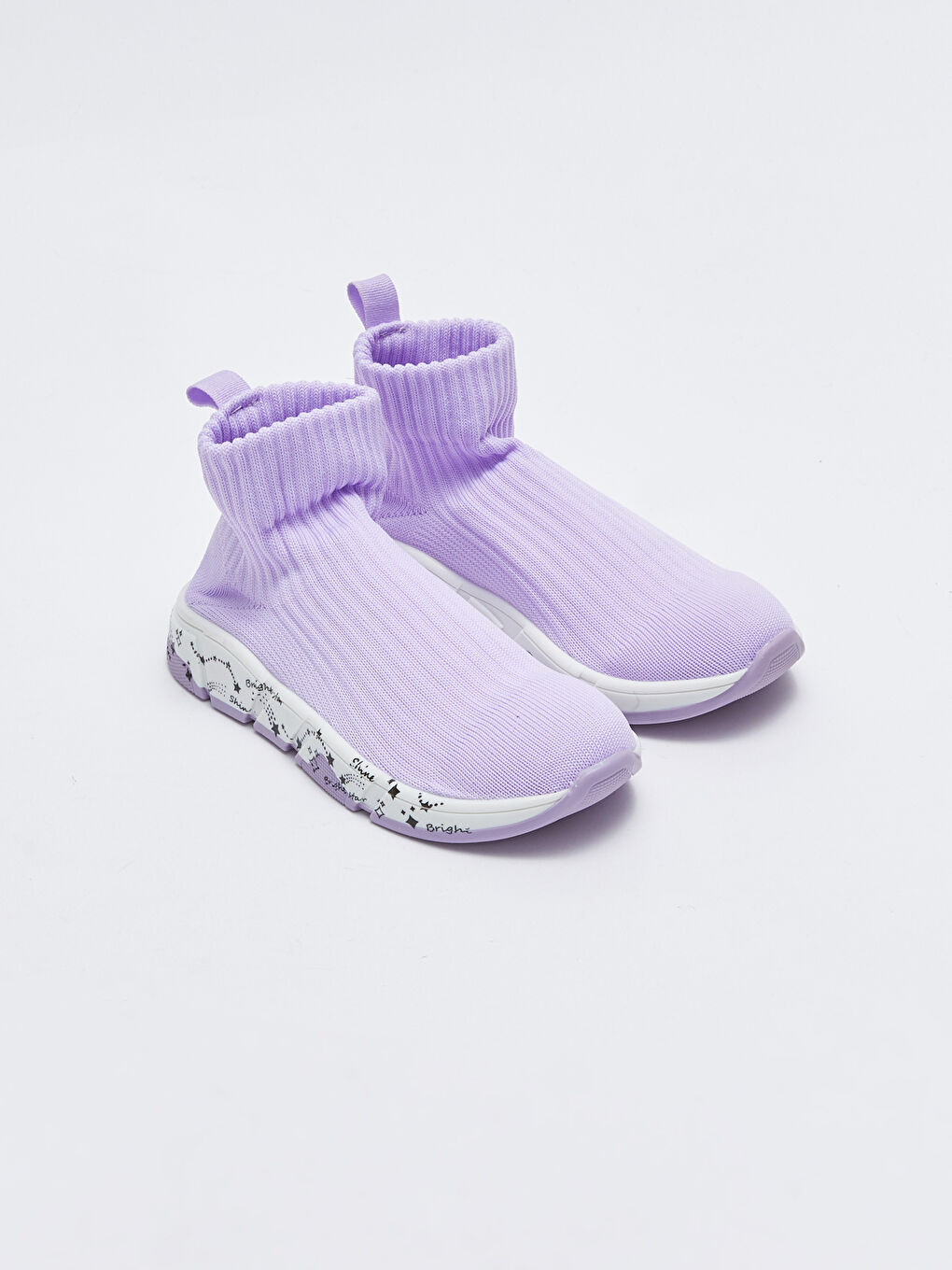 Lila Bilekli Çorap Model Kız Çocuk Aktif Spor Ayakkabı