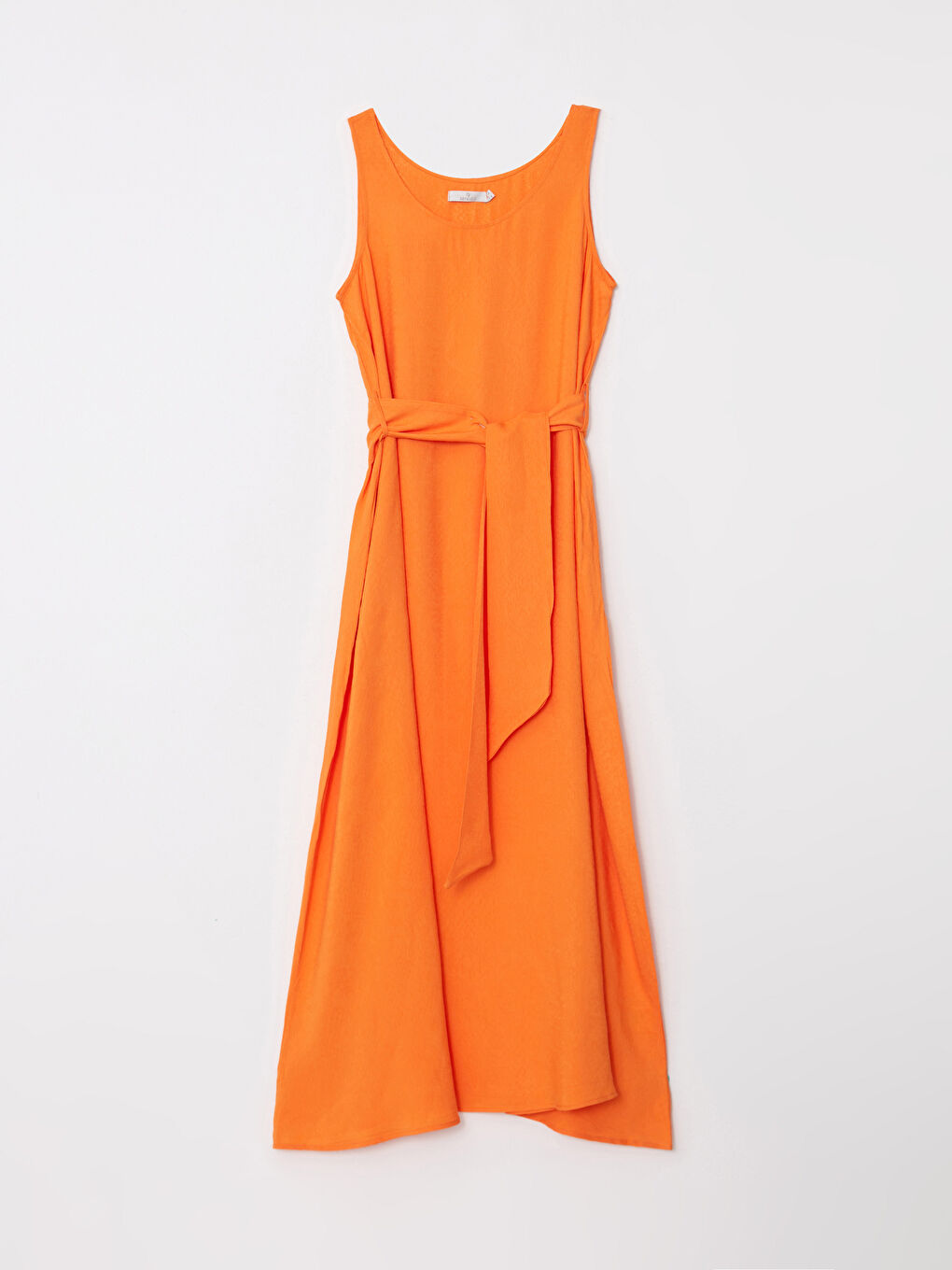 Turuncu Kadın U Yaka Düz Kolsuz Elbise-8