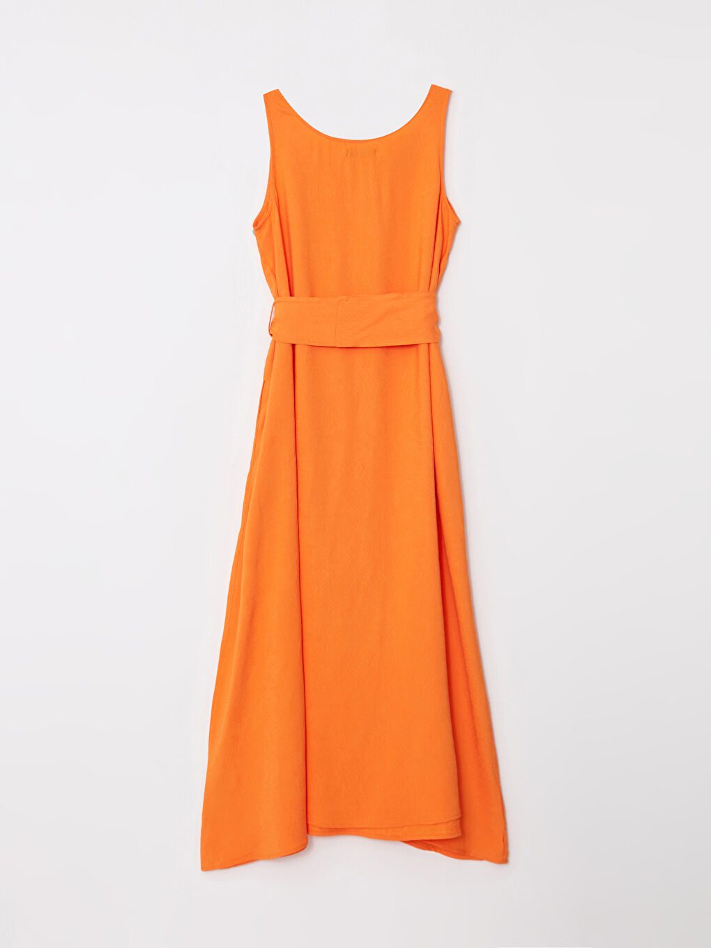 Turuncu Kadın U Yaka Düz Kolsuz Elbise-9