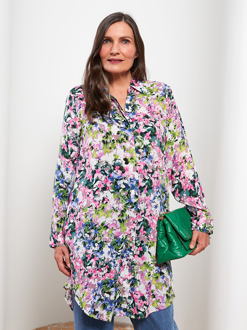 Floral Long Sleeve Viscose Women's Shirt Tunic-2