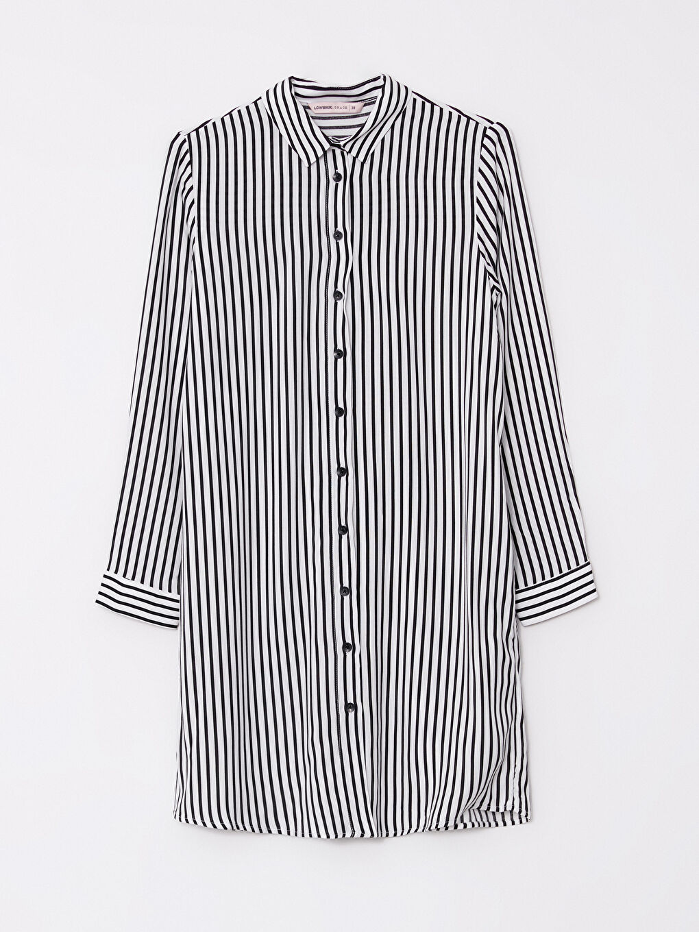 Striped Long Sleeve Poplin Women's Shirt Tunic-5