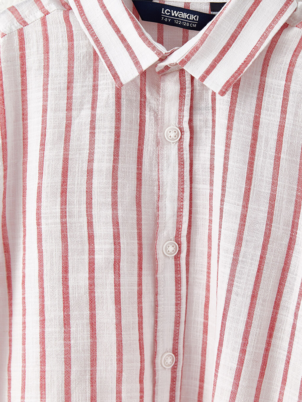 Striped Long Sleeve Cotton Boy's Shirt-2