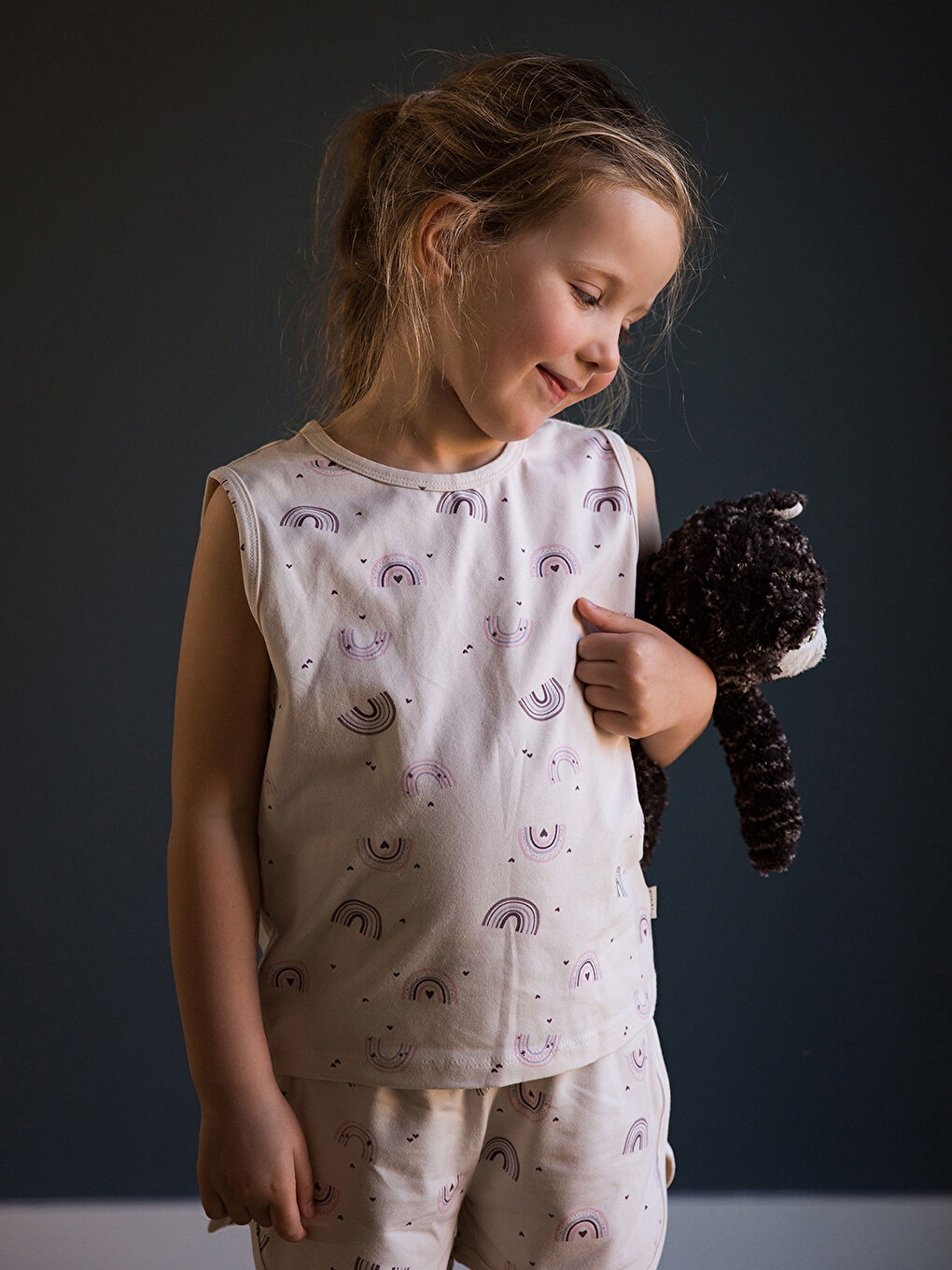 Bej Kız Çocuk Pijama Takımı