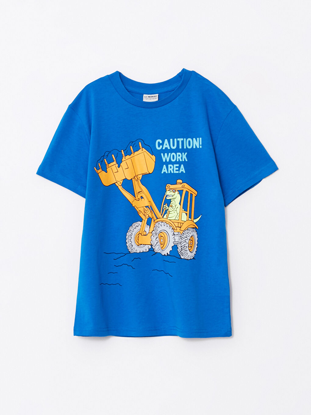 Mavi Bisiklet Yaka Baskılı Kısa Kollu Pamuklu Erkek Çocuk Tişört