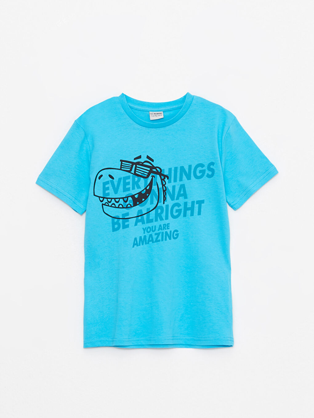 T-shirt garçon en coton à manches courtes imprimé col rond