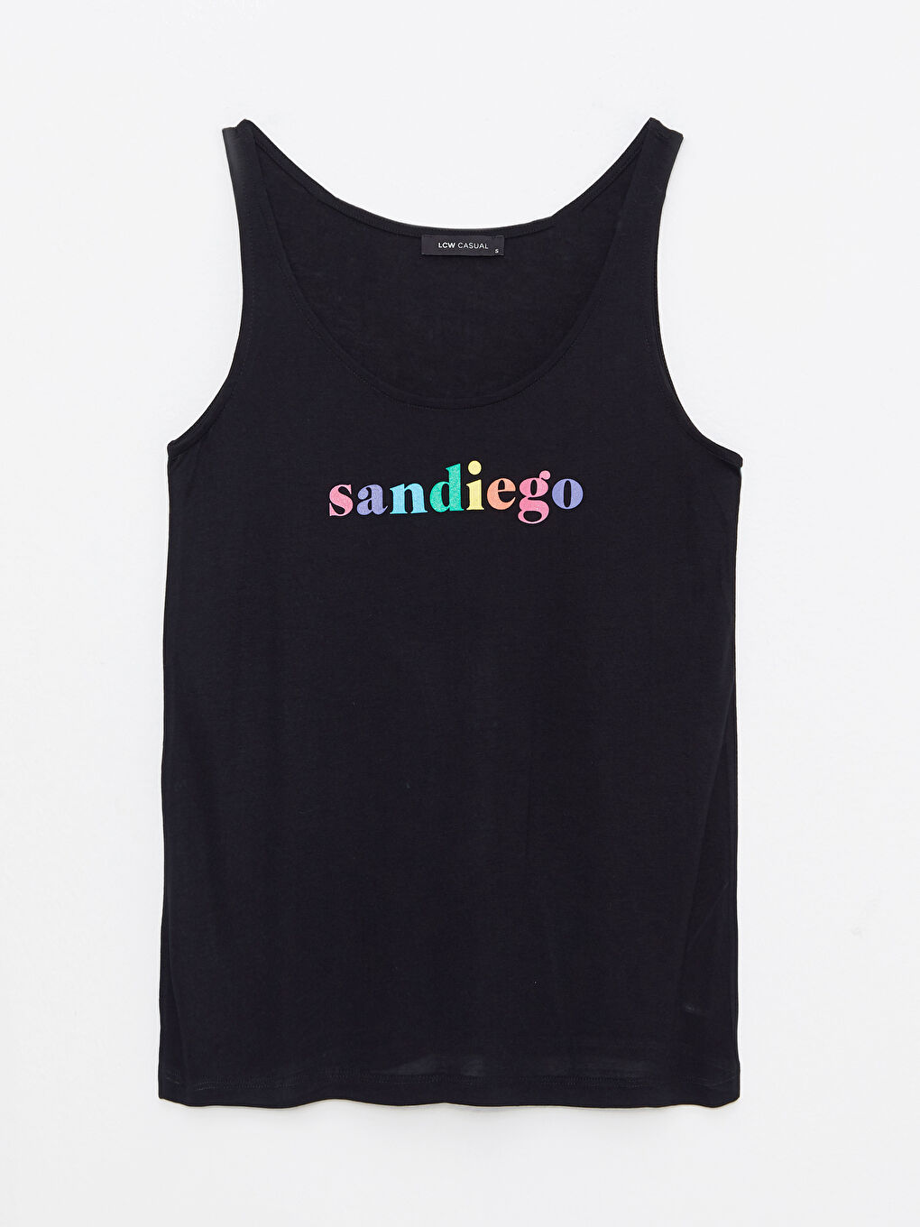 Siyah U Yaka Baskılı Viskon Kadın Atlet-5