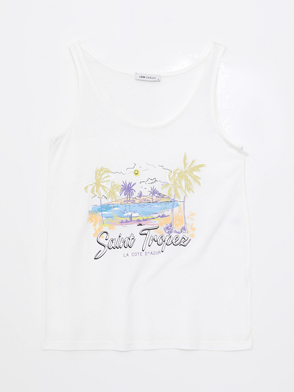 Top majica sa U vratom, štampana, viskoza, ženska atlet majica-5