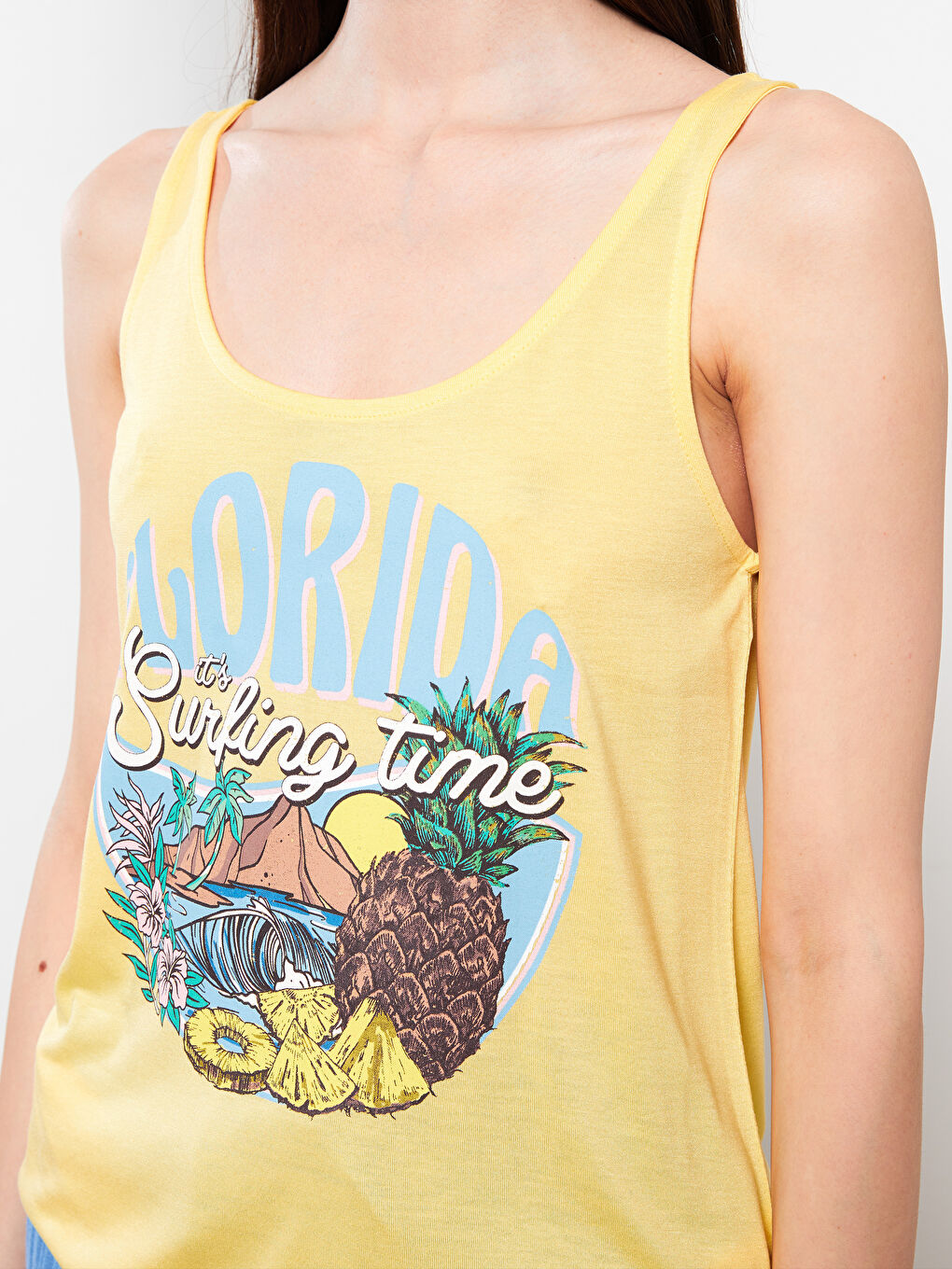 Top majica sa U vratom, štampana, viskoza, ženska atlet majica-3