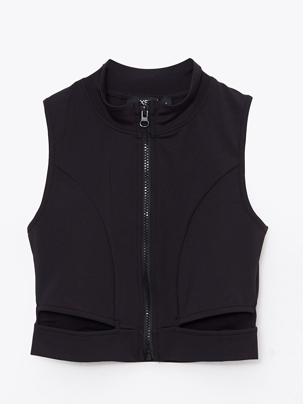 Siyah Kadın Dik Yaka Düz Crop-5