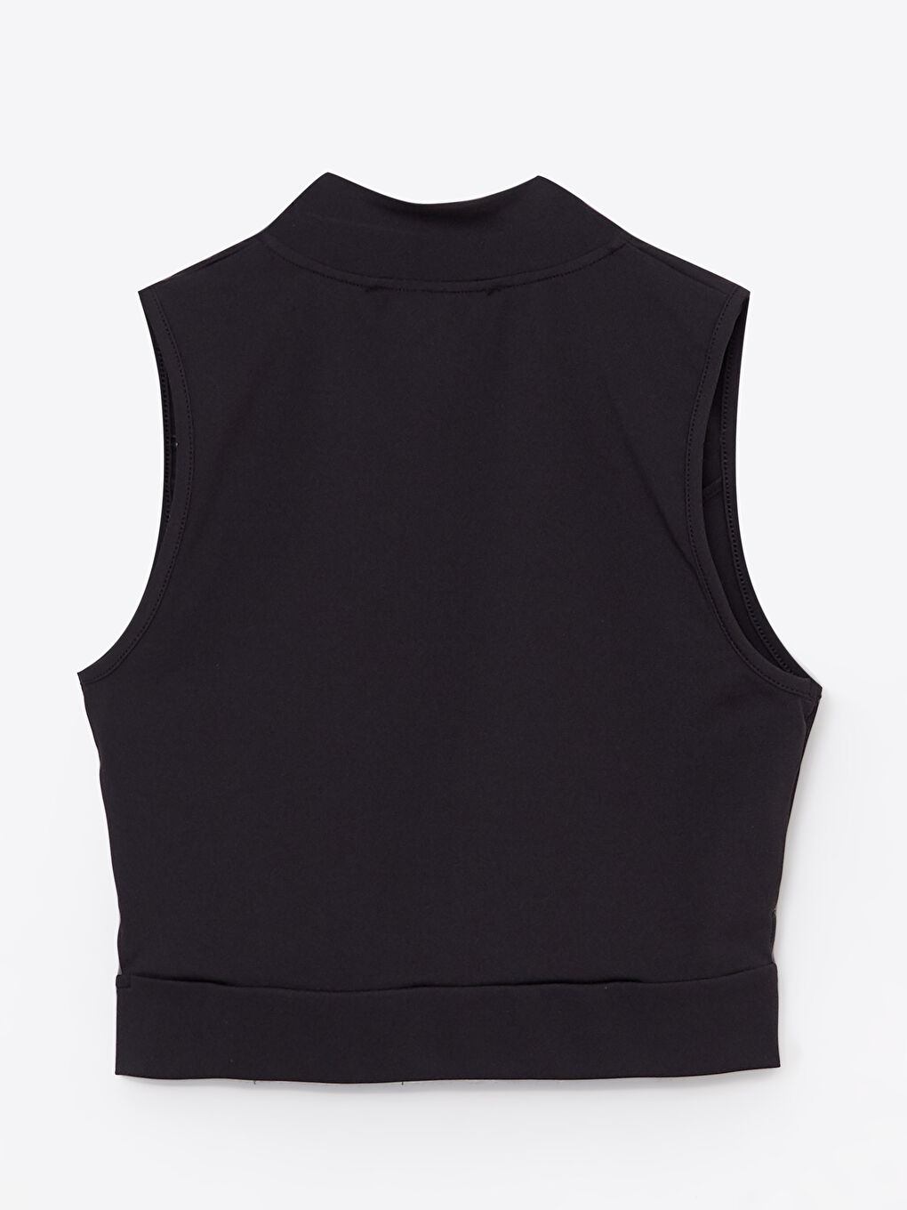 Siyah Kadın Dik Yaka Düz Crop-6