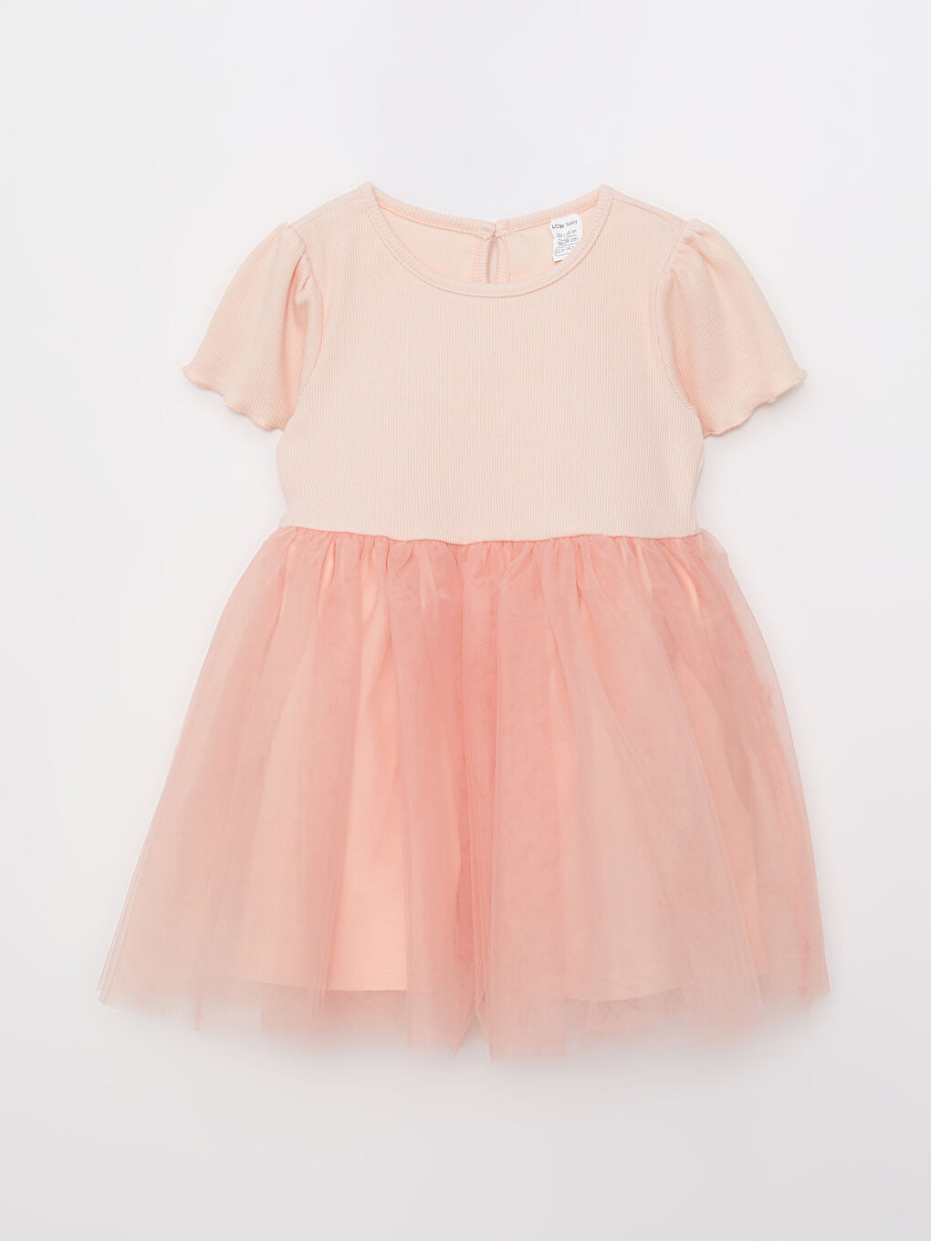 Crew Neck Short Sleeve Basic Baby Girls' Dress