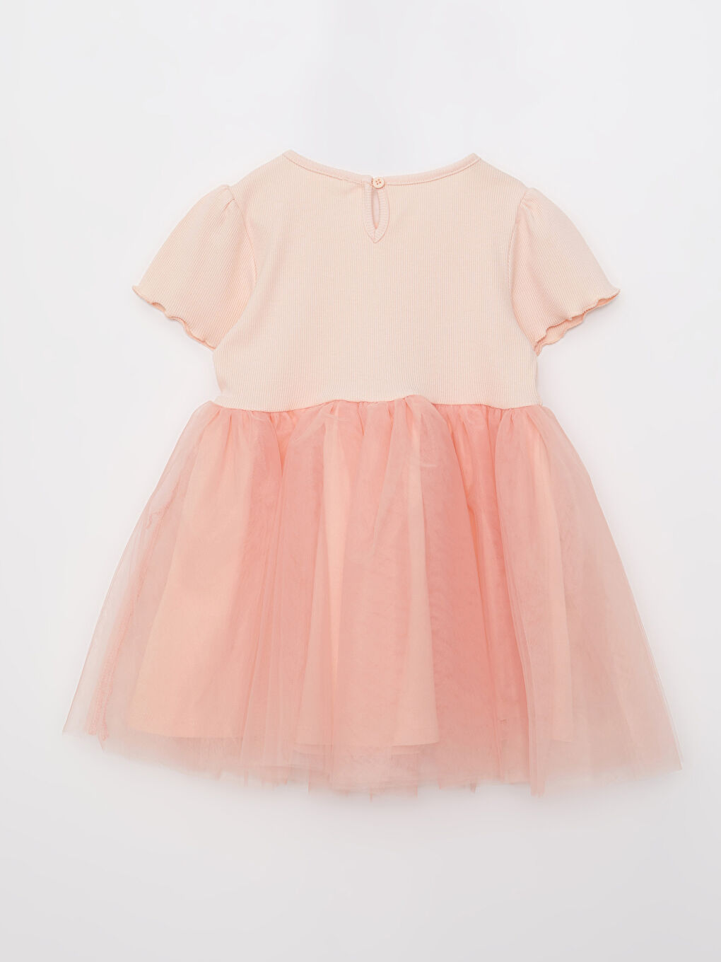 Crew Neck Short Sleeve Basic Baby Girls' Dress-1