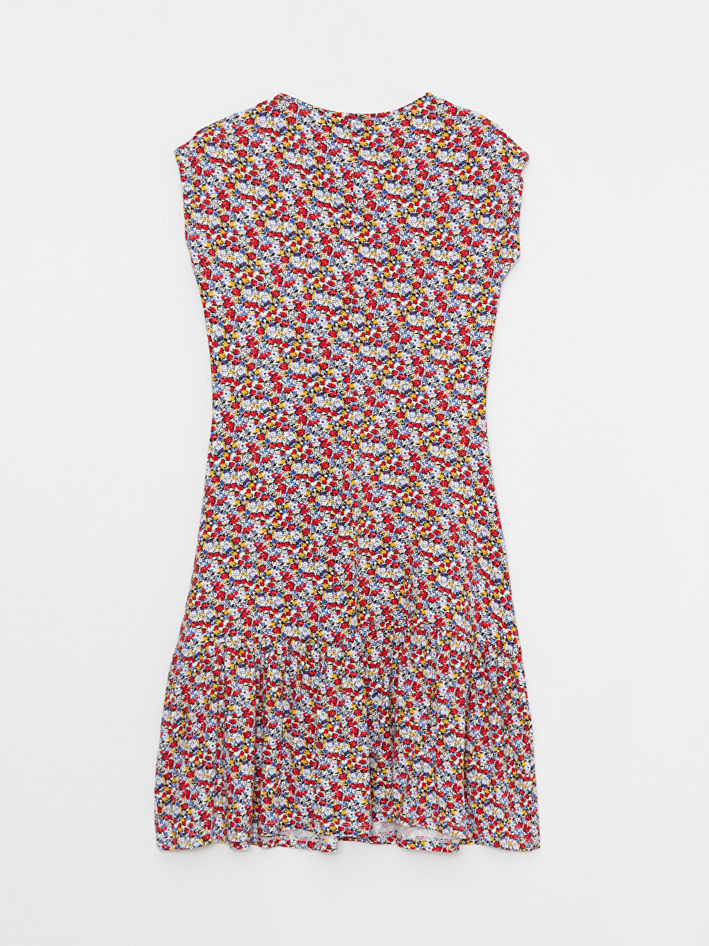 Kırmızı Bisiklet Yaka Desenli Kısa Kollu Kadın Elbise-6